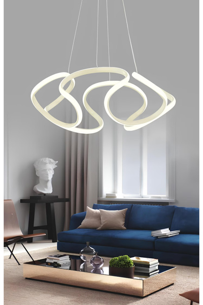 burenze Ledli Modern Pagani Sarkıt Led Avize Beyaz Gövde 45 Cm Büyük Boy