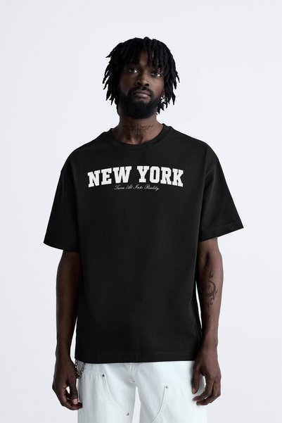 Jooy Company New York Reality Štampano Crna Oversize kroj majica