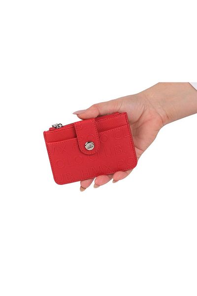 Bagacar Червен малък портфейл за карти с отделение за монети