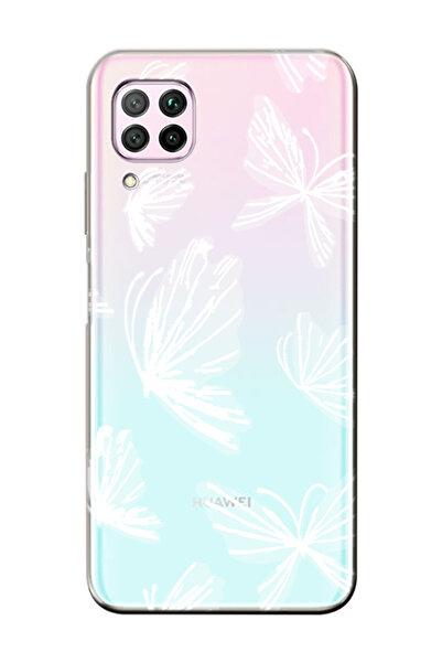 frondcase Huawei P40 Lite Kelebek Şeffaf Telefon Kılıfı