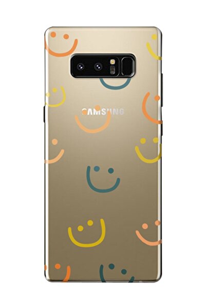 frondcase حافظة هاتف سامسونج نوت 8 إيموجي وجه مبتسم شفاف