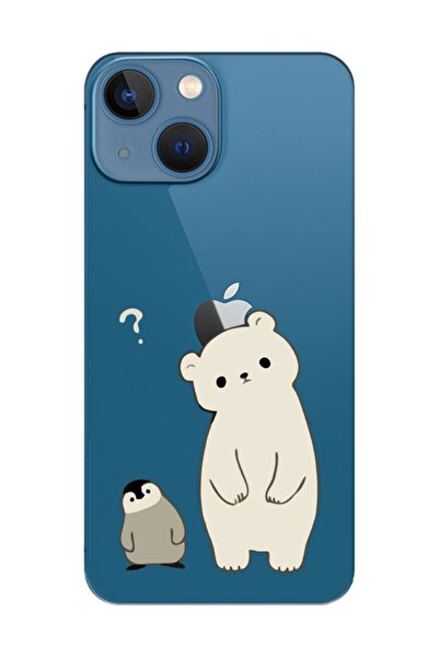 frondcase حافظة هاتف شفافة لهاتف آيفون 13 ميني البطريق والدبدوب