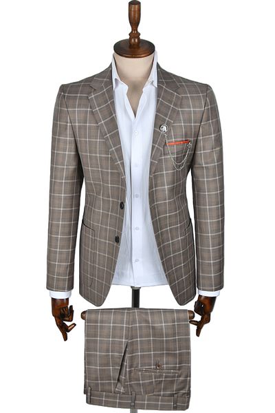 DeepSEA Plaid Patterned Double Button Double Slit 2-Piece Suit2300372