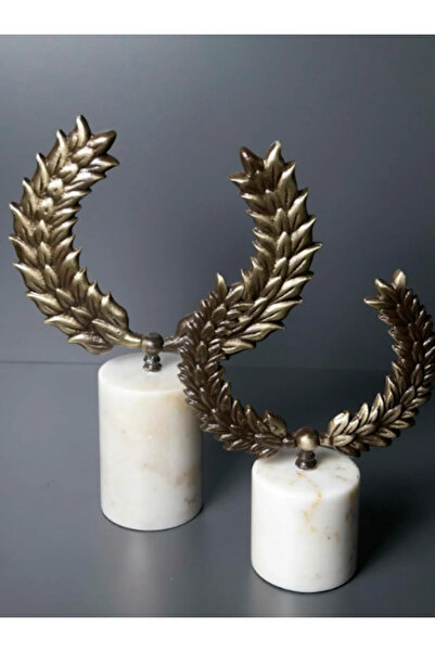 MIARIK DESIGN & DEKORASYON Dekoratif Mermer Kaideli Metal Çelenk Figürlü 2'li...