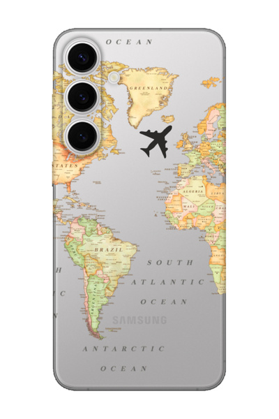 frondcase حافظة هاتف سامسونج S24 بلس شفافة مع خريطة العالم
