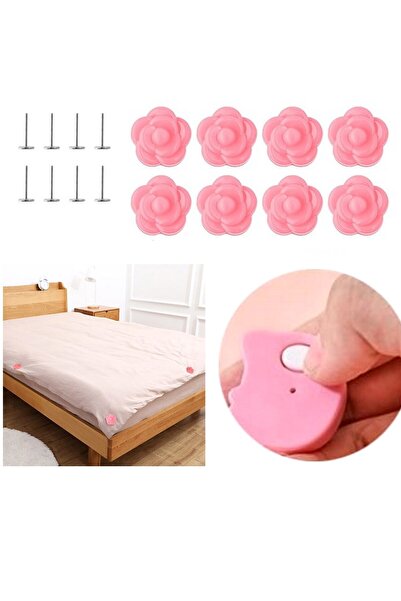 BarkoFix 8 Adet Pembe Gül Desenli Yorgan Kılıfı Sabitleyici Nevresim Kılıfı Koltuk Örtüsü Sabitleme Aparatı