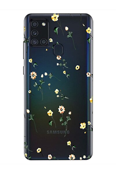 frondcase Samsung A21s Çiçekli Şeffaf Telefon Kılıfı