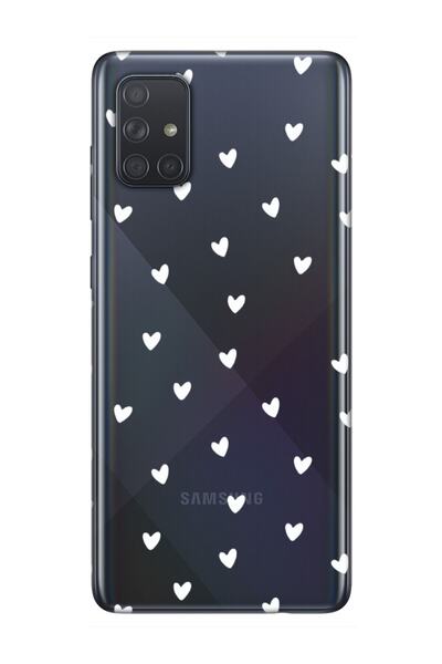 frondcase Samsung A71 Minik Kalpler Şeffaf Telefon Kılıfı