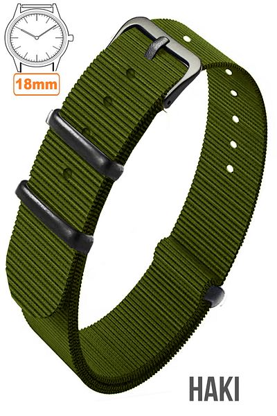 COBRA 18mm Fossil-Welder-Casio-Seiko-Omega-Armani Watch Band - Nato Textile Fabric, Matching Model