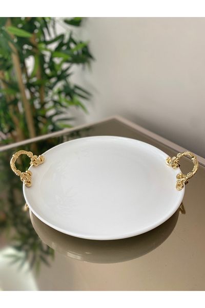 Sillage Home Luxury Presentation Plate with Handle 26 cm, White Presentation Plate