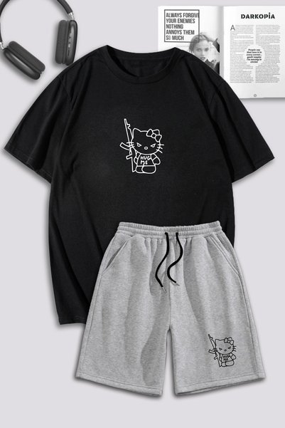 darkopia Unisex Kadın Erkek Hello Kitty Hug Me Özel Tasarıım Baskılı Oversize...