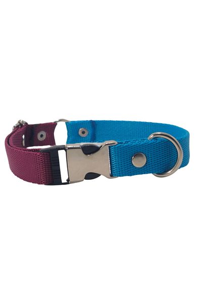 Pompiti Comfortable Adjustable Collar for Small/large Dogs - Double Color Burgundy-blue Collar: 2cm Most Size