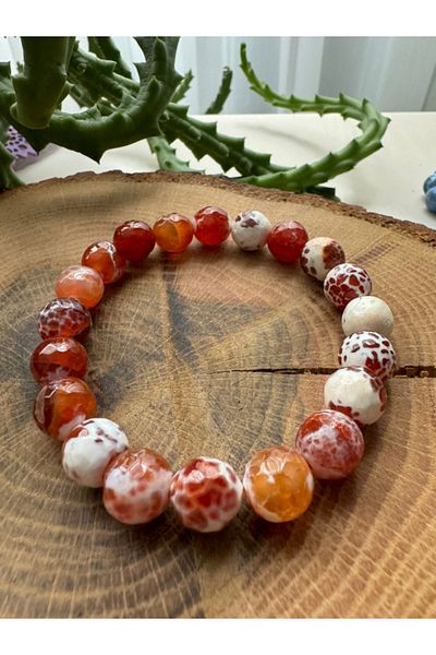 STORE ZARMAN Certified 10 MM Facet Cut Red Agate Bracelet