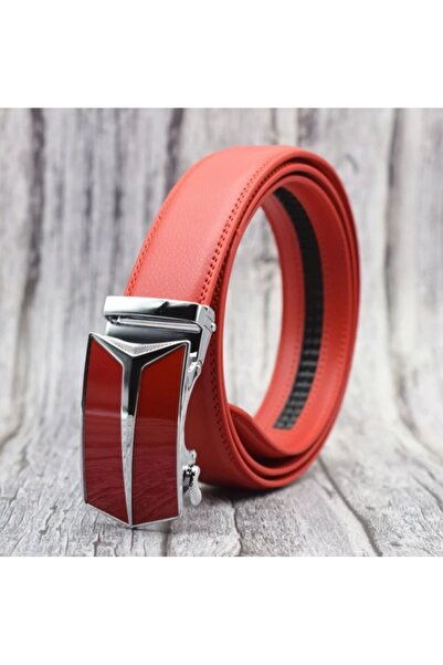 AKSESUARIM Men's Steel Buckle Genuine Leather Automatic Buckle Belt