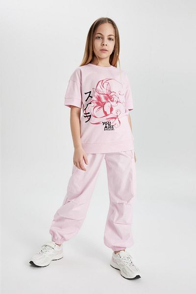 DeFacto Girl's Parachute Cargo Cotton Trousers B5042A824SM