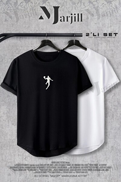 Marjill Set de 2 tricouri alb-negru pentru jucător de baschet