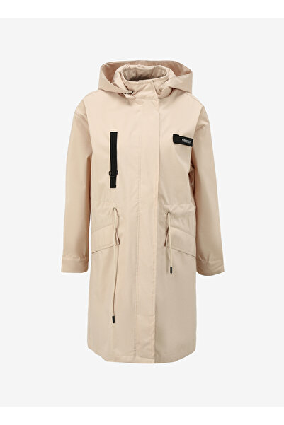 Discovery Expedition Bej Kadın Kapüşonlu Oversize Su İtici Trençkot D4SL-TRC3006