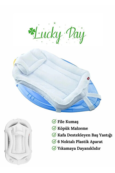 Lucky Day Ultra Lüx Kafa Yastıklı Beyaz Bebek Banyo Filesi Katlanır Küvet Için Uyumlu