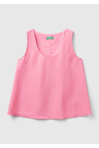 United Colors of Benetton Maieu de damă din satin amestecat viscoz roz deschis