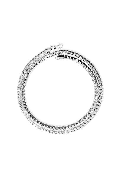 Tesbihane Silver Color Steel Men's Press Snake Chain