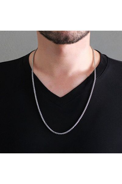 Tesbihane Modern Design Silver Color Steel Men's Chain