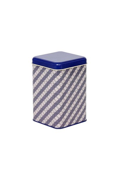EVLE Ef022-j8 Purple Plaid Striped Patterned Square Metal Storage Container 11x11 Cm