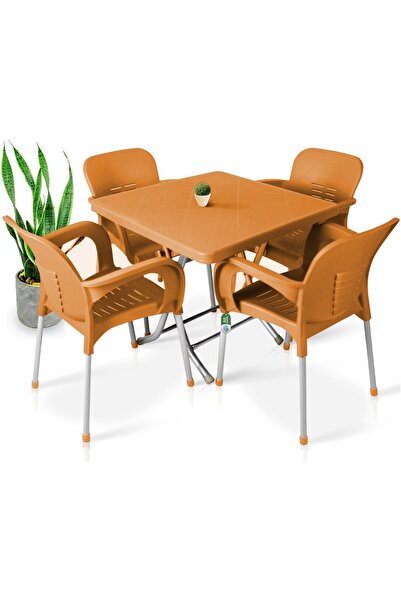 nar sokağı 80x80 Metal Ayaklı Bahçe Balkon Masa Takımı