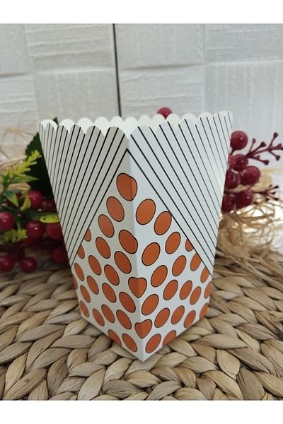 Deniz Party Store Orange Spotted Striped Cardboard Popcorn Corn Chips Box 8 Pieces