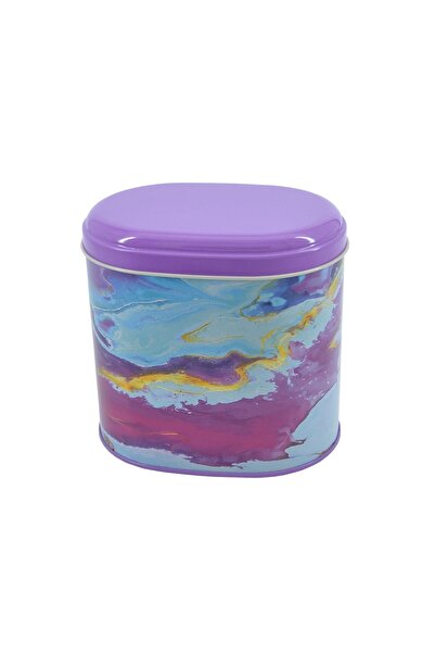 EVLE Ef004-f2 Liquid Flat Purple Patterned Oval Metal Storage Container 11x15 Cm