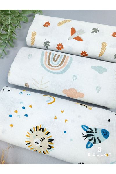 BELLOT Muslin Blanket Muslin Cover 80*80 Cm Muslin Cloth Organic Muslin Set of 3 Blankets