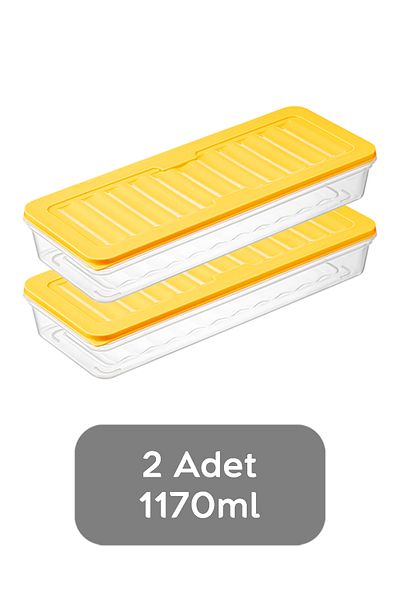 Meleni Home 2-Piece Refrigerator Organizer - Yellow Storage Container for Microwave and Freezer 2X1170Ml