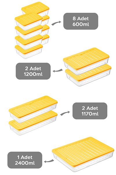 Meleni Home 13-Piece Refrigerator Organizer Microwave and Diffuser Convenient Storage Container 1x2400ml-2x1170-2x1200ml-8x600ml