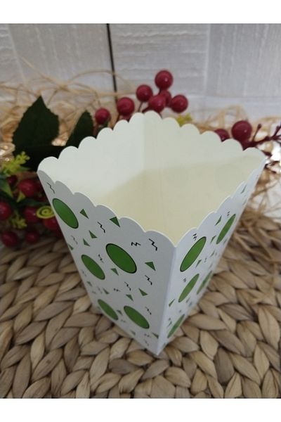 Deniz Party Store GREEN BIG POINTED Cardboard Popcorn Corn Chips Box 8 Pieces