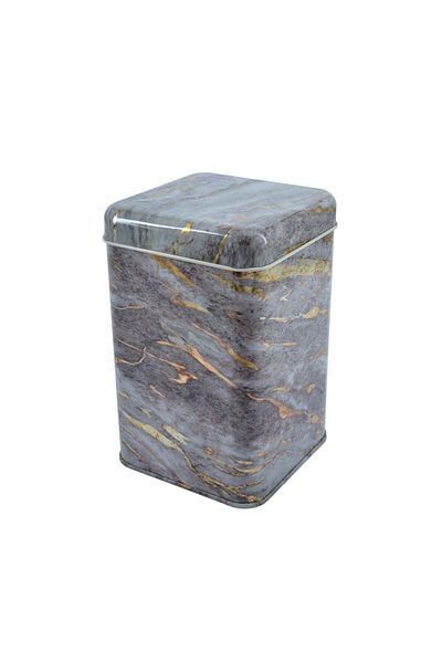 EVLE Ef022-e4 Rock And Gold Light Patterned Square Metal Storage Container 11x11 Cm
