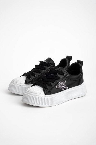 Lal Shoes & Bags Pantofi de damă Neel Star Stone cu detalii casual-alb și negru