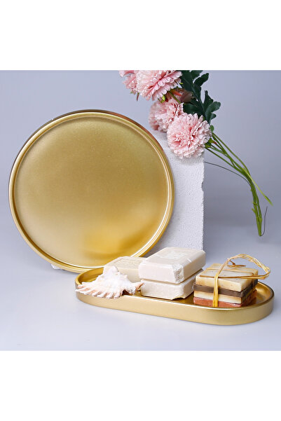 Selim Victoria Yuvarlak Tepsi Altın