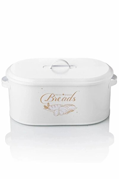 Bayev Black and White 2-Piece Bread Bowl Set Large Size Metal Decorative Bread Storage Box with Lid