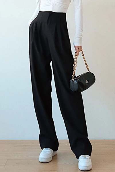 ipek atlas Nurbeli crne žene Palazzo pantalone - Nabrano