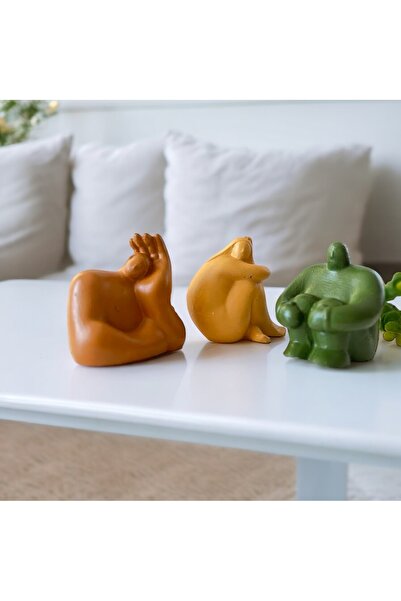 Mes Reves Soyut Düşünen Insan 3'lü Set, Ev Dekorasyonu, Masa Süslemesi Heykel...