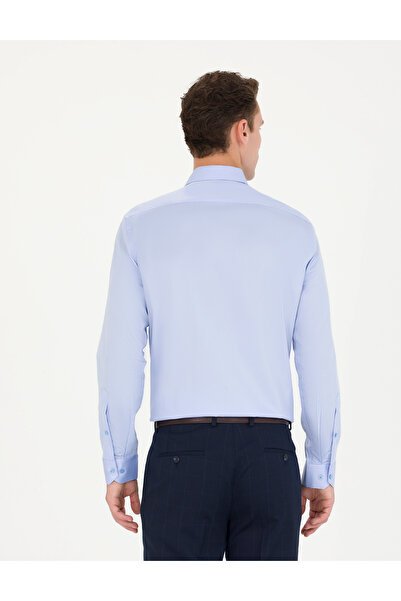 Pierre Cardin PİERRE CARDİN DOKUMA SATEN KUMAŞ SLİM FİT KOYU MAVİ GÖMLEK
