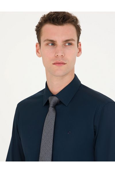 Pierre Cardin Тъмносиня риза PIERRE CARDIN от сатен SLIM FIT