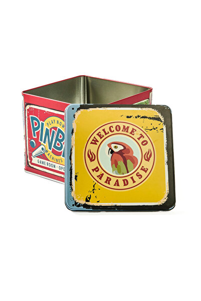 Sarkap Pinball Metal Hediye Kutusu - Renkli - 16x16x14 cm