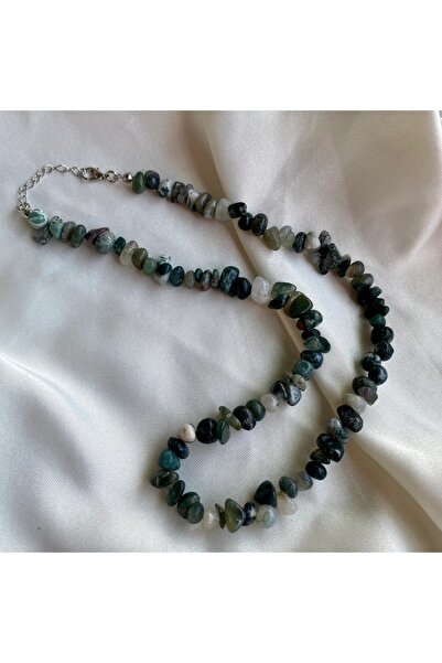 Elifsu Jewelry Indian Agate Natural Stone Cracked Stone Necklace