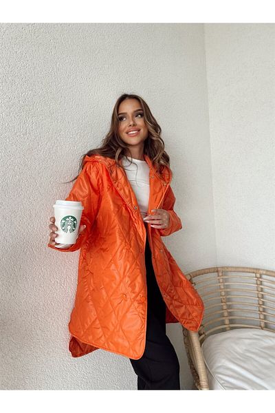 Maldia Shop Hooded Quilted Long Back Coat
