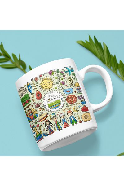 Nino Store 🎁 ✨   كوب هدية مطبوع عليه عيد نوروز الأذربيجاني السعيد 🎁 ✨