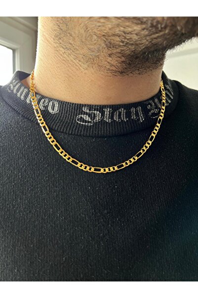 sorti takı aksesuar 14 Ayar Altın Kaplama İnce Figaro Erkek Zincir Kolye