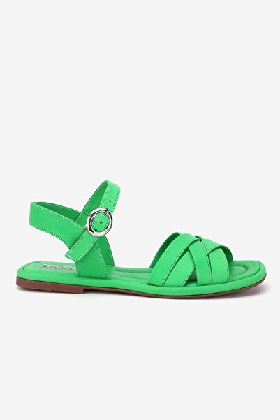 TUNAELLİ ЖІНОЧІ ЗЕЛЕНІ НАСТУПНІ ПРИРОДНІ ШКІРЯНІ СТРІЧКИ ПРЯМІ САНДАЛІ
