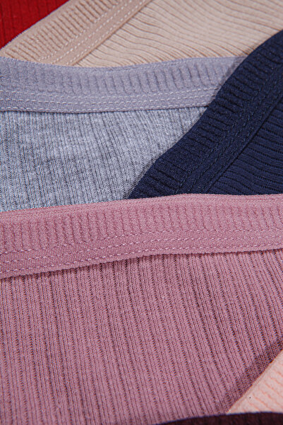 Humaone Kadın %100 Pamuk 4'lü Fitilli Bikini Külot