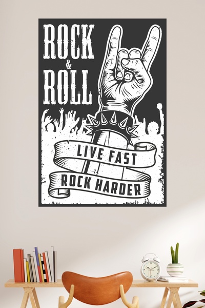 LİPYOS Ροκ ρολ 3 χιλιοστά MDF Ξύλινη ρετρό αφίσα