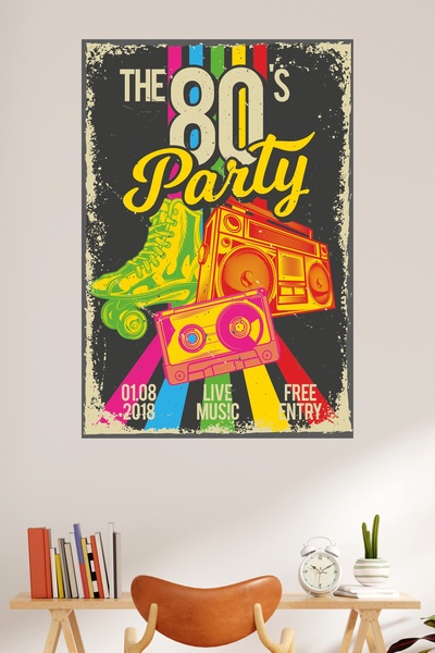 LİPYOS Ρετρό αφίσα από ξύλο MDF 3 mm για πάρτι της δεκαετίας του '80